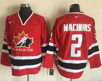 Team CA. #2 Al MacInnis Red Black 2002 Olympic Nike Throwback Stitched NHL Jersey