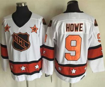 Detroit Red Wings #9 Gordie Howe White Orange All Star CCM Throwback Stitched NHL Jersey