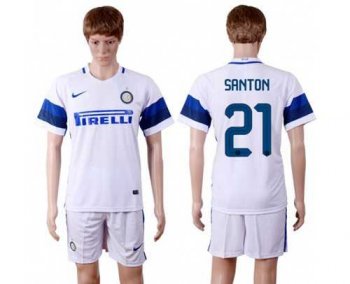 Inter Milan #21 Santon White Away Soccer Club Jersey