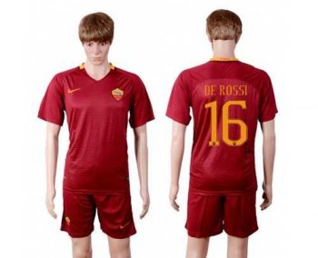 Roma #16 De Rossi Red Home Soccer Club Jersey