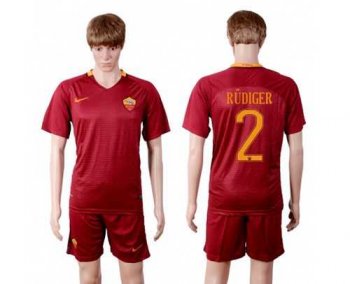 Roma #2 Rudiger Red Home Soccer Club Jersey