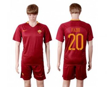 Roma #20 Fazio Red Home Soccer Club Jersey