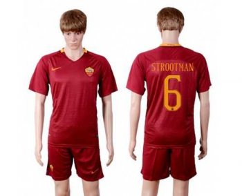 Roma #6 Strootman Red Home Soccer Club Jersey