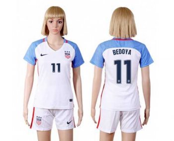 Women's USA #11 Bedoya Home Soccer Country Jersey