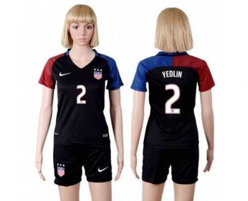 Women's USA #2 Yedlin Away Soccer Country Jersey