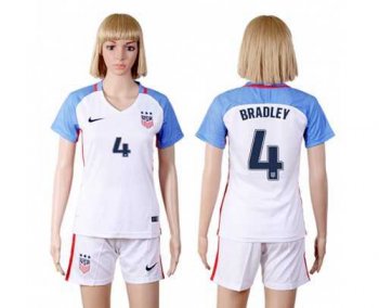 Women's USA #4 Bradley Home Soccer Country Jersey