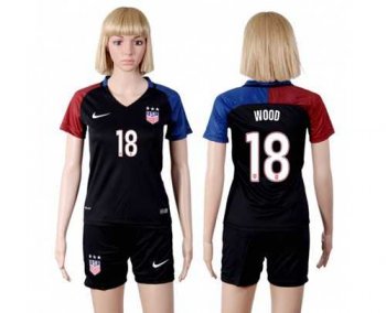 Women's USA #18 Wood Away Soccer Country Jersey