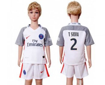 Paris Saint-Germain #2 T Silva SEC Away Kid Soccer Club Jersey