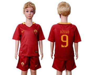 Roma #9 Dzeko Home Kid Soccer Club Jersey