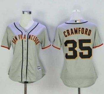 Women's San Francisco Giants #35 Brandon Crawford Grey Road Stitched Baseball Jersey