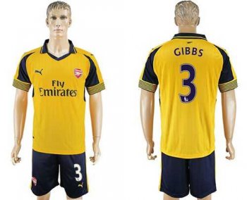 Arsenal #3 Gibbs Away Soccer Club Jersey