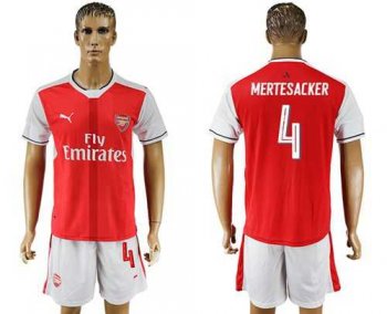 Arsenal #4 Mertesacker Champions League Home Soccer Club Jersey