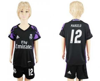 Real Madrid #12 Marcelo Black Kid Soccer Club Jersey