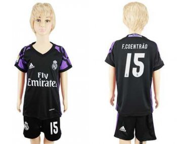 Real Madrid #15 F.Coentrao Black Kid Soccer Club Jersey