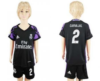 Real Madrid #2 Carvajal Black Kid Soccer Club Jersey