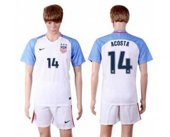 USA #14 Acosta Home(Three Star) Soccer Country Jersey