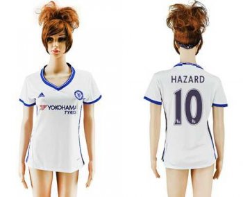 Women's Chelsea #10 Hazard Sec Away Soccer Club Jersey