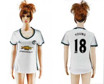 Women's Manchester United #18 Young Sec Away Soccer Club Jersey