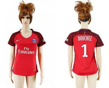 Women's Paris Saint-Germain #1 Douchez Away Soccer Club Jersey