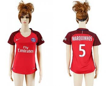 Women's Paris Saint-Germain #5 Marquinhos Away Soccer Club Jersey