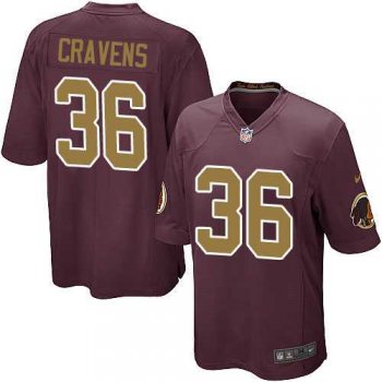 Men's Nike Washington Redskins #36 Su'a Cravens Game Burgundy Red&Gold Number Alternate 80TH Anniversary NFL Jersey