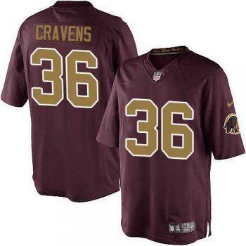 Men's Nike Washington Redskins #36 Su'a Cravens Limited Burgundy Red&Gold Number Alternate 80TH Anniversary NFL Jersey