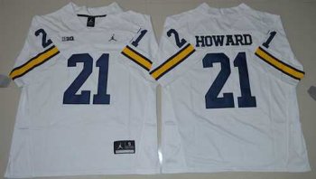 Michigan Wolverines #21 Desmond Howard White Jordan Brand Stitched NCAA Jersey