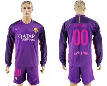 Barcelona Personalized Away Long Sleeves Soccer Club Jersey