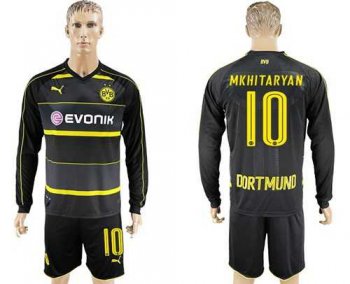 Dortmund #10 Mkhitaryan Away Long Sleeves Soccer Club Jersey