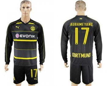 Dortmund #17 Aubameyang Away Long Sleeves Soccer Club Jersey