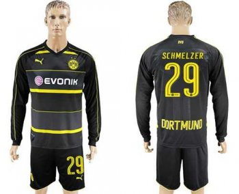 Dortmund #29 Schmelzer Away Long Sleeves Soccer Club Jersey