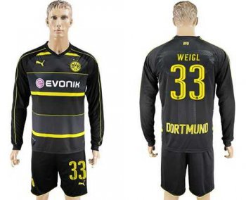 Dortmund #33 Weigl Away Long Sleeves Soccer Club Jersey