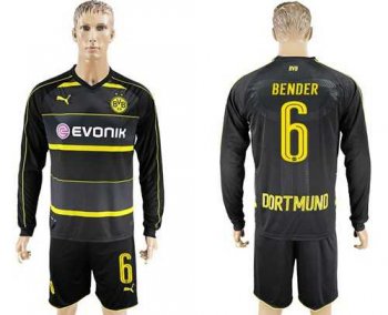 Dortmund #6 Bender Away Long Sleeves Soccer Club Jersey