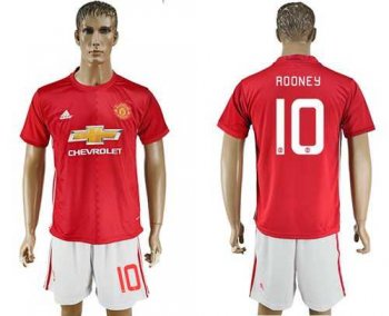 Manchester United #10 Rooney Home League Soccer Club Jersey