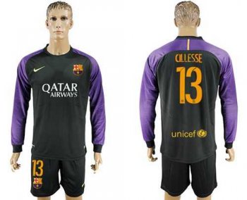 Barcelona #13 Cillesse Black Goalkeeper Long Sleeves Soccer Club Jersey