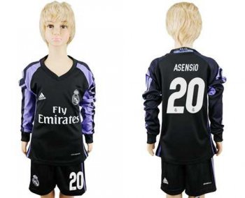 Real Madrid #20 Asensio Sec Away Long Sleeves Kid Soccer Club Jersey