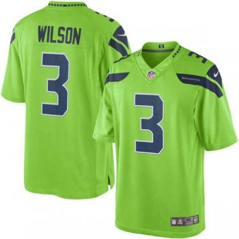 Men's Seattle Seahawks #3 Russell Wilson Nike Green Color Rush Limited Jersey