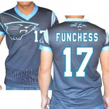 Carolina Panthers #17 Devin Funchess Stretch Name Number Player Personalized Black Mens Adults NFL T-Shirts Tee Shirts