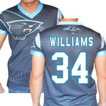 Carolina Panthers #34 DeAngelo Williams Stretch Name Number Player Personalized Black Mens Adults NFL T-Shirts Tee Shirts