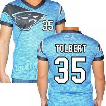 Carolina Panthers #35 Mike Tolbert Stretch Name Number Player Personalized Blue Mens Adults NFL T-Shirts Tee Shirts