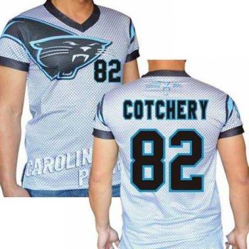 Carolina Panthers #82 Jerricho Cotchery Stretch Name Number Player Personalized White Mens Adults NFL T-Shirts Tee Shirts