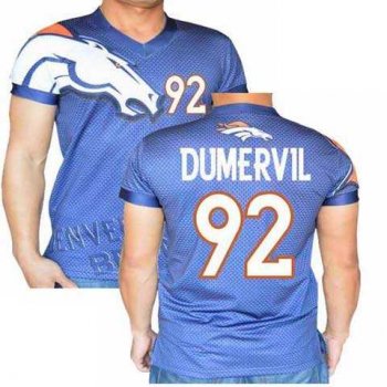 Denver Broncos #92 Dumervil Stretch Name Number Player Personalized Blue Mens Adults NFL T-Shirts Tee Shirts