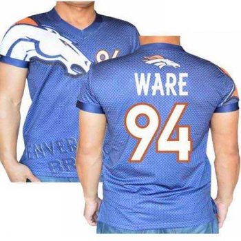 Denver Broncos #94 DeMarcus Ware Stretch Name Number Player Personalized Blue Mens Adults NFL T-Shirts Tee Shirts