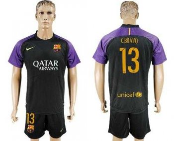 Barcelona #13 C.Bravo Black Goalkeeper Soccer Club Jersey