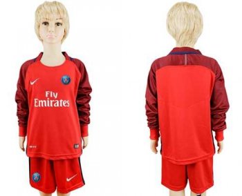 Paris Saint-Germain Blank Home Long Sleeves Kid Soccer Club Jersey