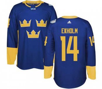 Team Sweden #14 Mattias Ekholm Blue 2016 World Cup Stitched NHL Jersey