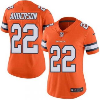 Women's Nike Denver Broncos #22 C.J. Anderson Orange Stitched NFL Limited Rush Jersey