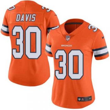 Women's Nike Denver Broncos #30 Terrell Davis Orange Stitched NFL Limited Rush Jersey