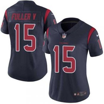 Women's Nike Houston Texans #15 Will Fuller V Navy Blue Stitched NFL Limited Rush Jersey