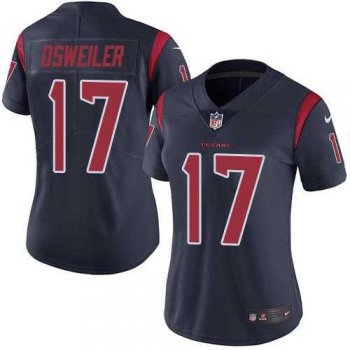 Women's Nike Houston Texans #17 Brock Osweiler Navy Blue Stitched NFL Limited Rush Jersey